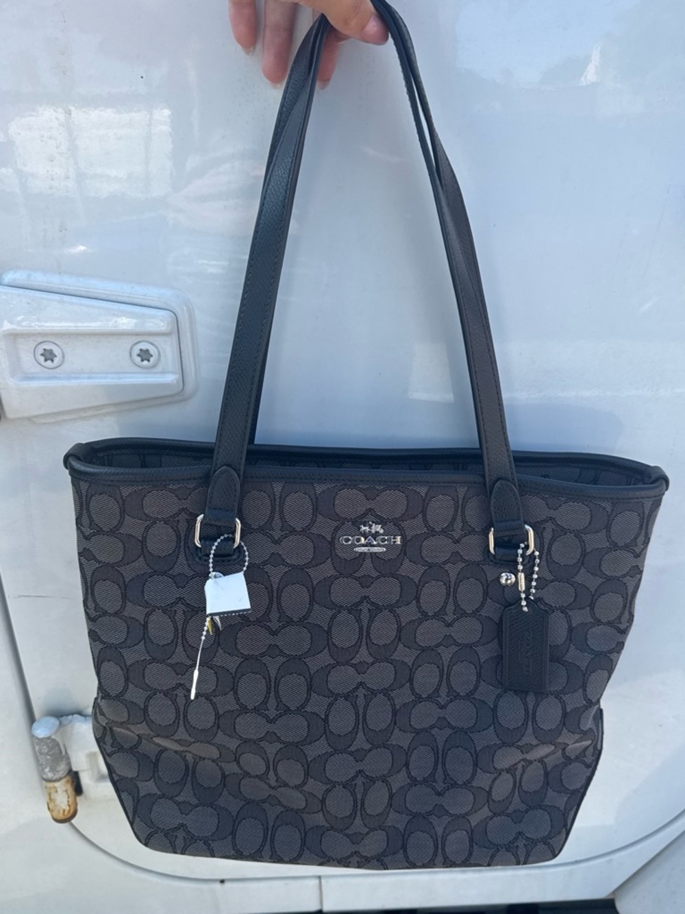 Brown Signature Canvas Shoulder Tote